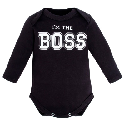 Боди с длинным рукавом Little Boss Крошка Я 9096421 чёрное 1